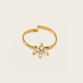 Bague Selena ajustable à fleur strassée, acier inoxydable doré - L'atelier de Julia