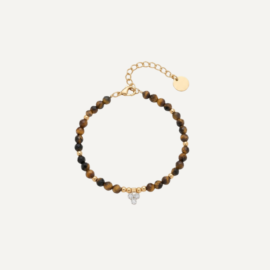 Bracelet Victoire en œil de tigre, chaîne dorée - L'atelier de Julia